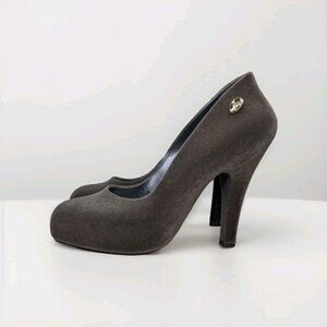 Vivienne Westwood x Melissa Anglomania Black Velvet Pumps Women's Size US 8